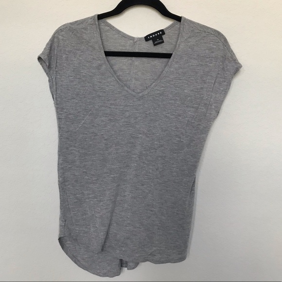 Trouve Grey V Neck Basic Tee - Picture 1 of 4